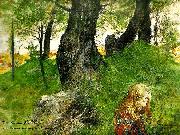 Carl Larsson Suzanne i en skogsbacke Flickan i skogen Spain oil painting artist